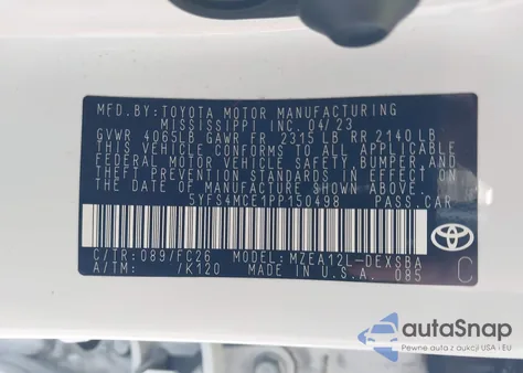 2023 Toyota Corolla Se z USA, uszkodzony, nr VIN 5YFS4MCE1PP150498